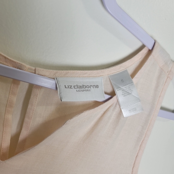 Liz Claiborne Minimalist Light Peach Linen Tank Top Blouse S - Picture 4 of 6